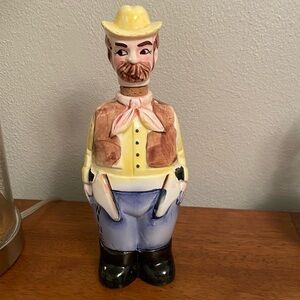 Vintage Western Cowboy Wine Decanter Ceramic Made in Japan Good Condition